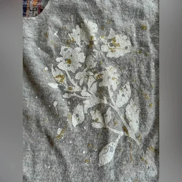 NWOT Anthropologie Knitted And Knotted Gray Gold Floral Wool Peplum Dress Large - Picture 2 of 8